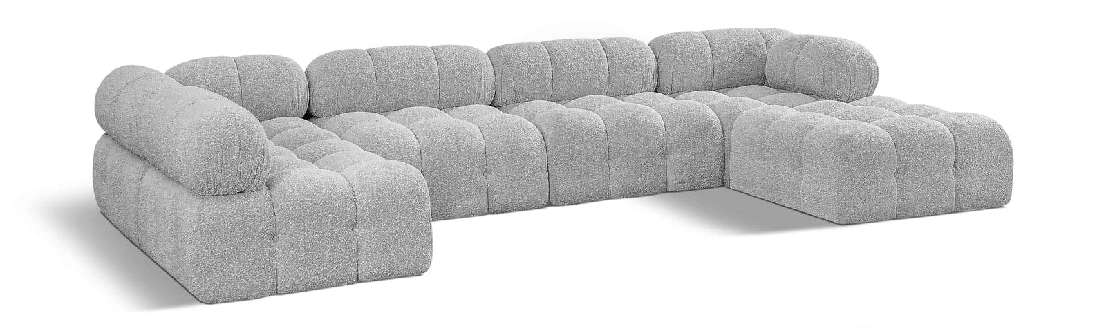 Darcy 136" Grey Boucle Fabric Upholstered Sectional, 6-Piece — Vista 1 (1/3)