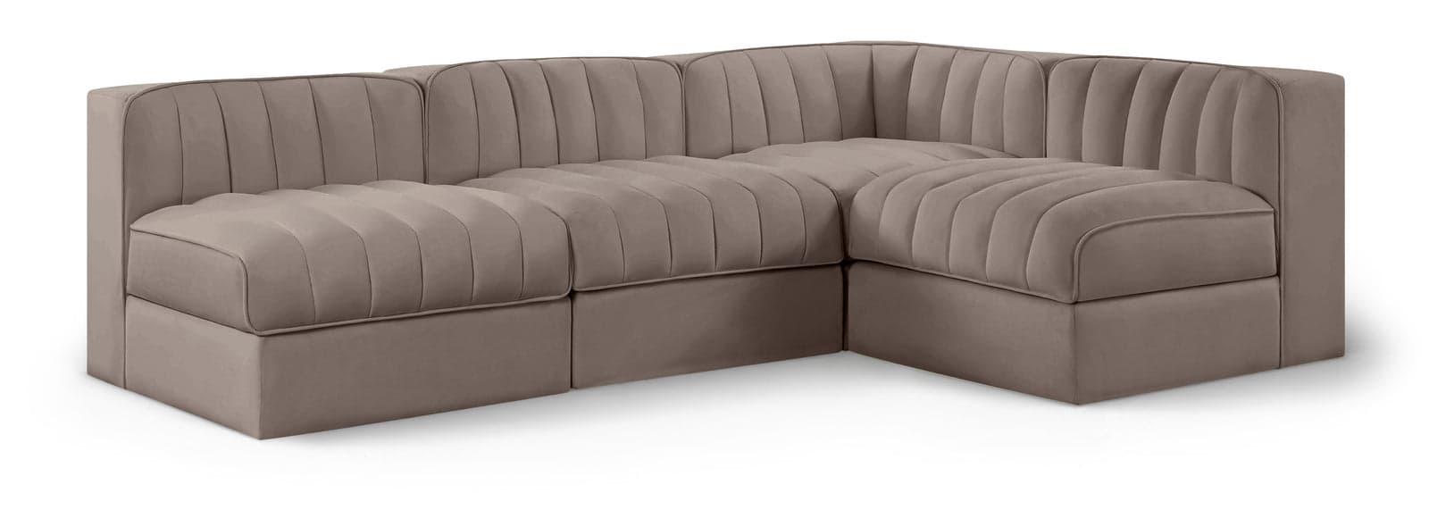 Talia Taupe Velvet Performance Fabric Upholstered Sectional, 4-Piece — Vista 1 (1/3)