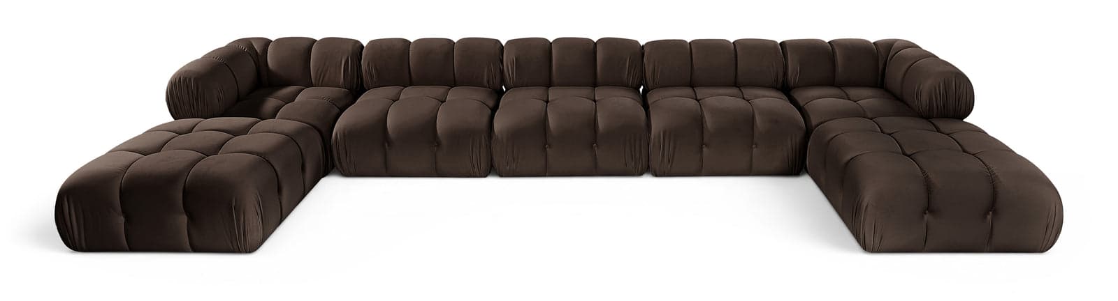 Camden Brown Velvet Performance Fabric Upholstered Sectional, 7-Piece (Style 3) — Vista 1 (1/3)