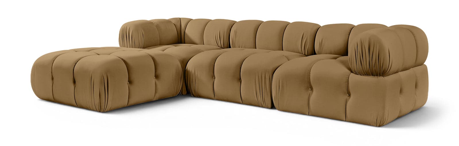 Camden Saddle Velvet Performance Fabric Upholstered Sectional, 4-Piece (Style 2) — View 1 (1/3)