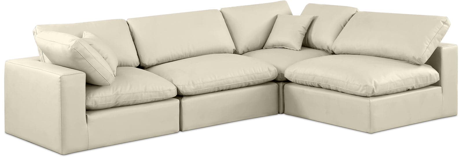 Farrah 119" Cream Vegan Leather Upholstered Sectional, 4-Piece (Style 2) — Vista 1 (1/3)