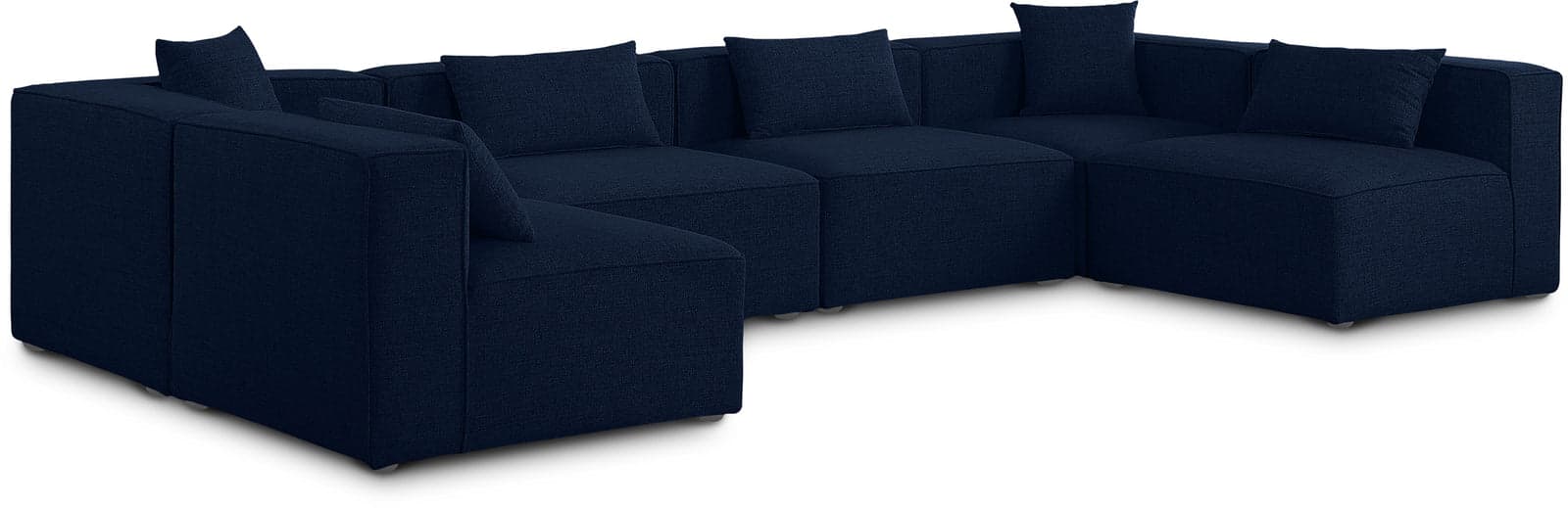 Farrah 144" Navy Fabric Upholstered Sectional, 6-Piece (Style 3) — Vista 1 (1/3)