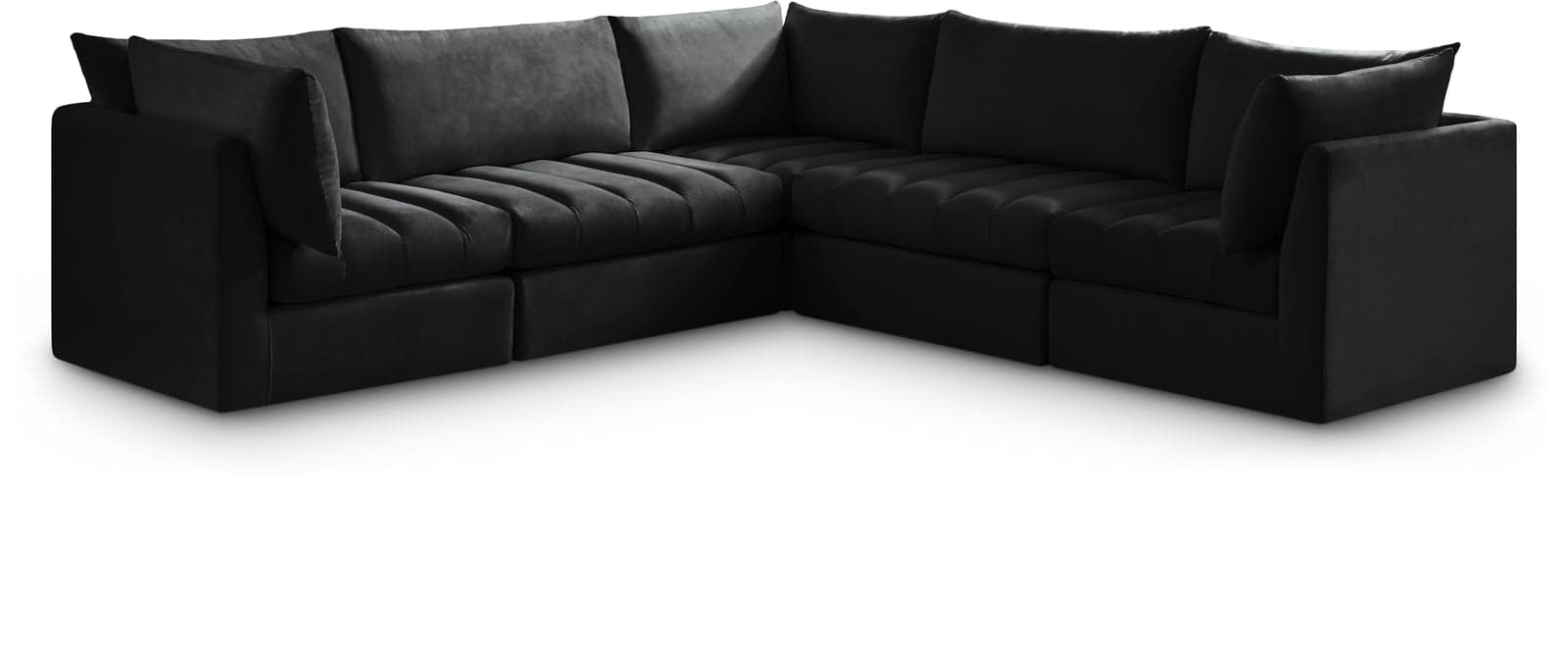 Rowan 103" Black Velvet Upholstered Sectional, 5-Piece — View 1 (1/3)