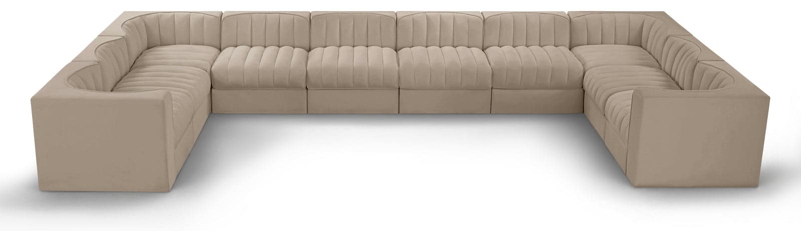 Talia Beige Velvet Performance Fabric Upholstered Sectional, 10-Piece — Vista 1 (1/3)