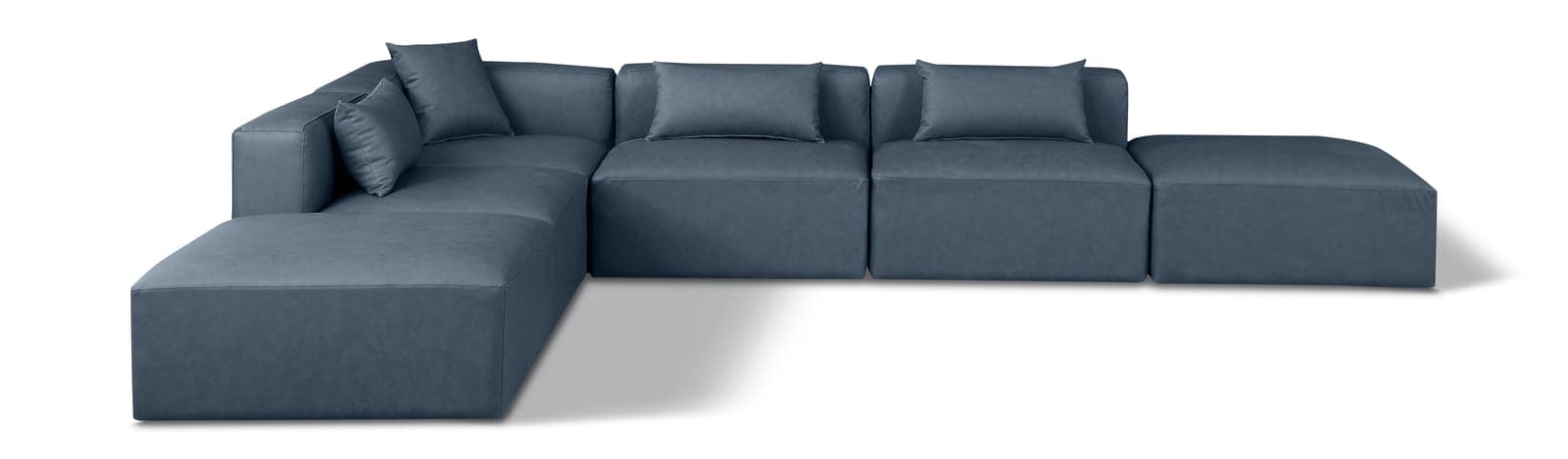 Farrah 144" Navy Vegan Leather Upholstered Sectional, 6-Piece (Style 4) — Vista 1 (1/3)
