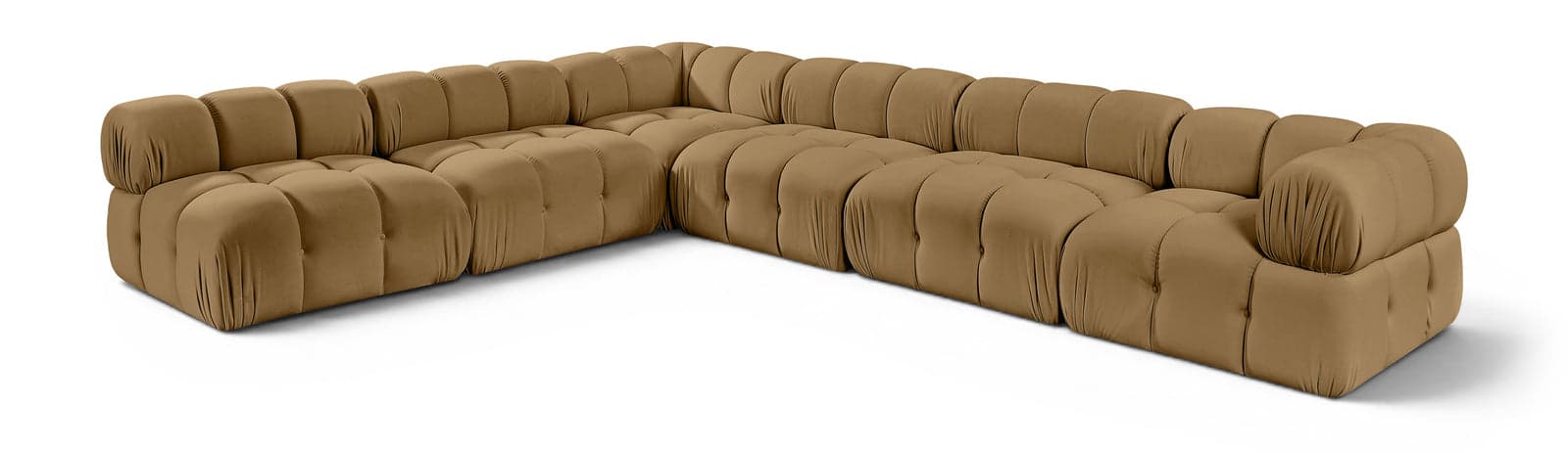 Camden Saddle Velvet Performance Fabric Upholstered Sectional, 6-Piece (Style 2) — View 1 (1/3)