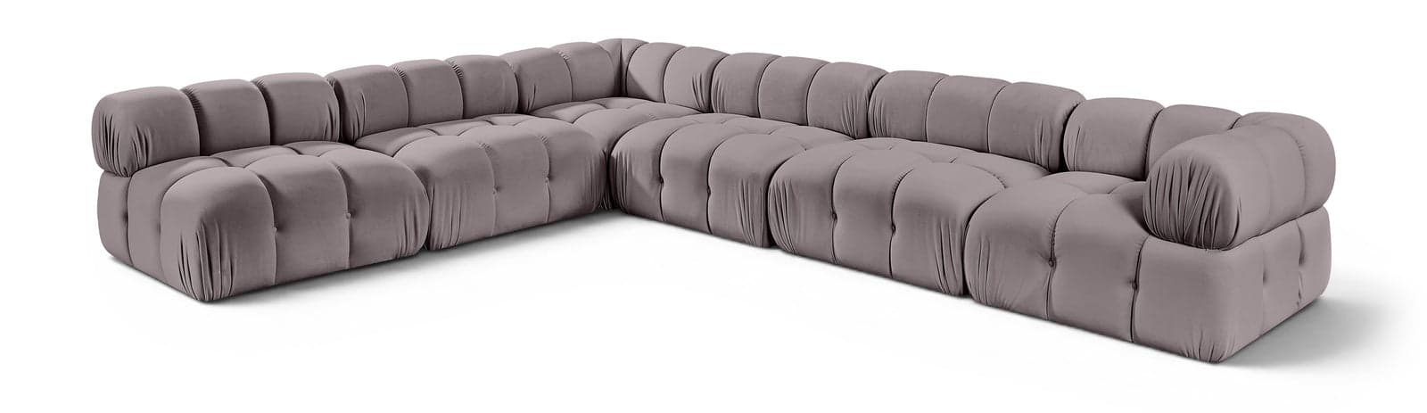 Camden Taupe Velvet Performance Fabric Upholstered Sectional, 6-Piece (Style 2) — View 1 (1/3)
