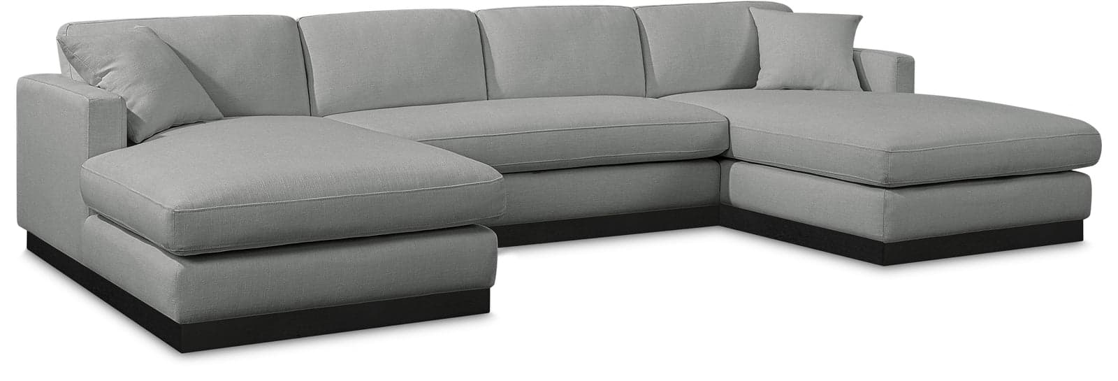 Bellamy 127" Grey Linen Textured Fabric Upholstered Sectional, 3-Piece — View 1 (1/3)