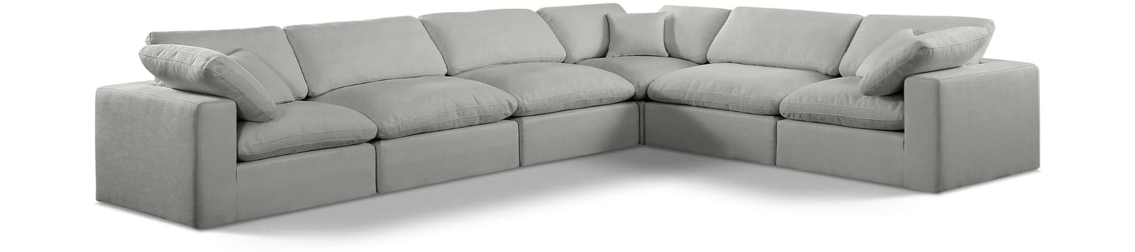 Farrah 158" Grey Linen Textured Fabric Upholstered Sectional, 6-Piece — Vista 1 (1/3)