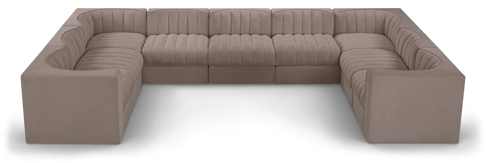 Talia Taupe Velvet Performance Fabric Upholstered Sectional, 9-Piece (Style 2) — Vista 1 (1/3)