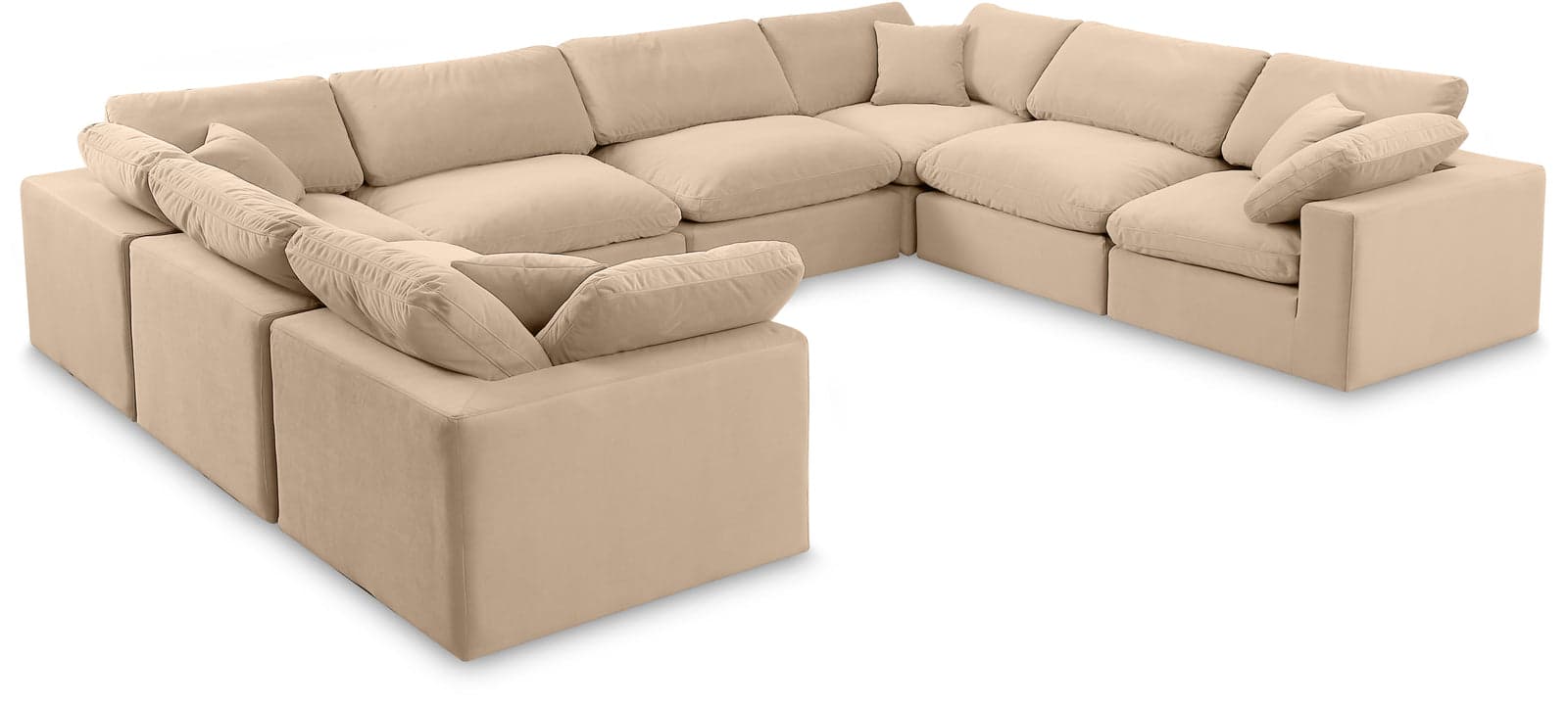 Farrah 158" Beige Velvet Upholstered Sectional, 8-Piece — View 1 (1/3)