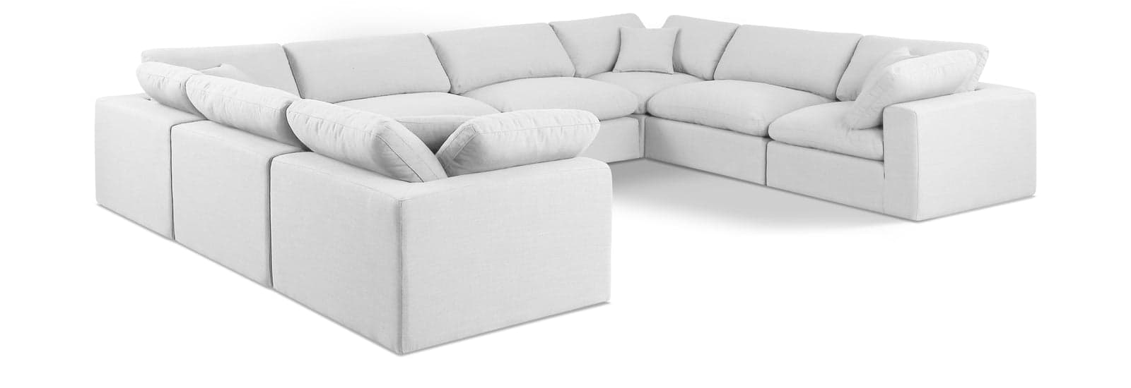 Farrah 158" White Linen Textured Fabric Upholstered Sectional, 8-Piece — View 1 (1/3)