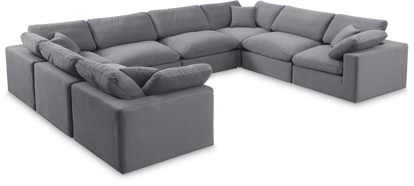 Farrah 158" Grey Velvet Upholstered Sectional, 8-Piece — View 1 (1/3)