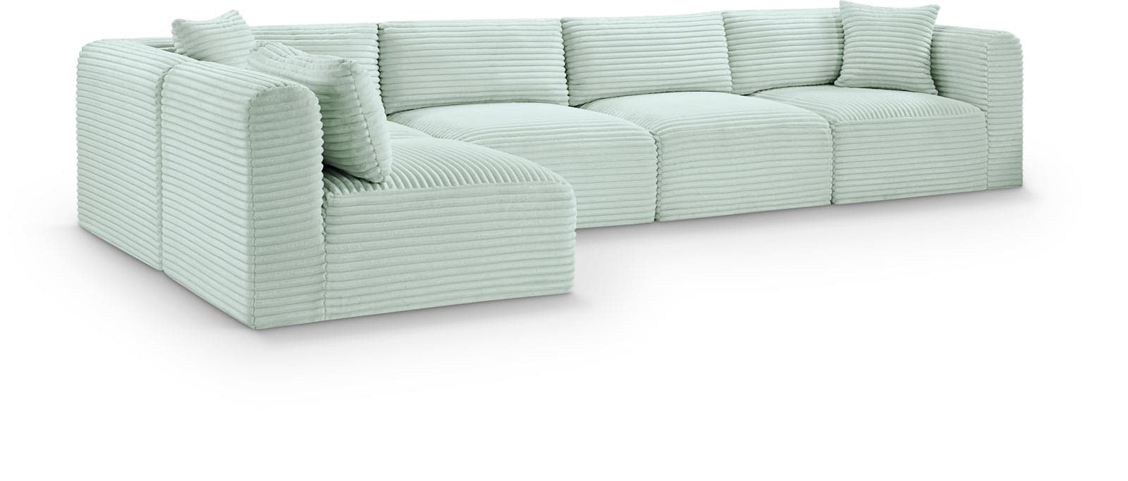 Faye 140" Mint Corduroy Performance Fabric Upholstered Sectional, 5-Piece (Style 2) — Vista 1 (1/3)