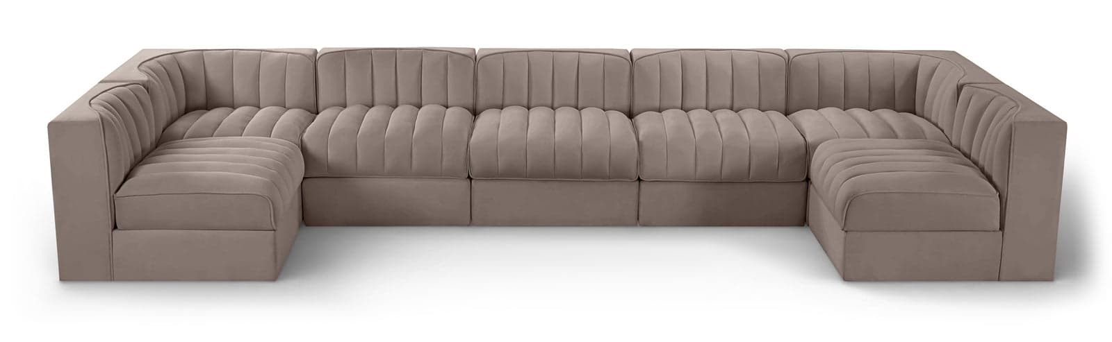Talia Taupe Velvet Performance Fabric Upholstered Sectional, 7-Piece (Style 2) — Vista 1 (1/3)