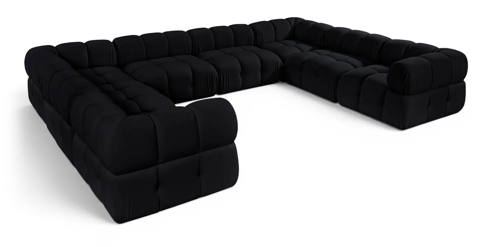 Camden Black Velvet Performance Fabric Upholstered Sectional, 8-Piece — View 1 (1/3)