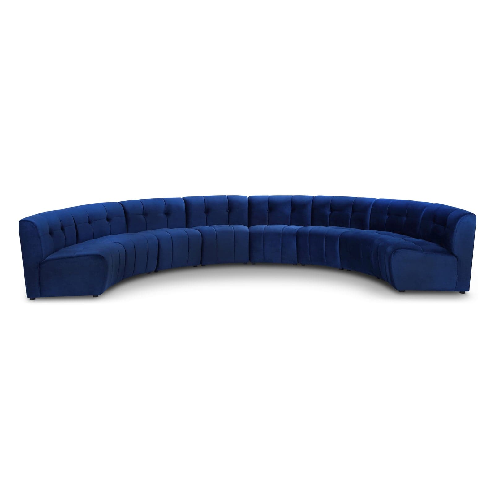 Kira 174.5" Navy Velvet Upholstered Sectional, 8-Piece — Vista 1 (1/3)