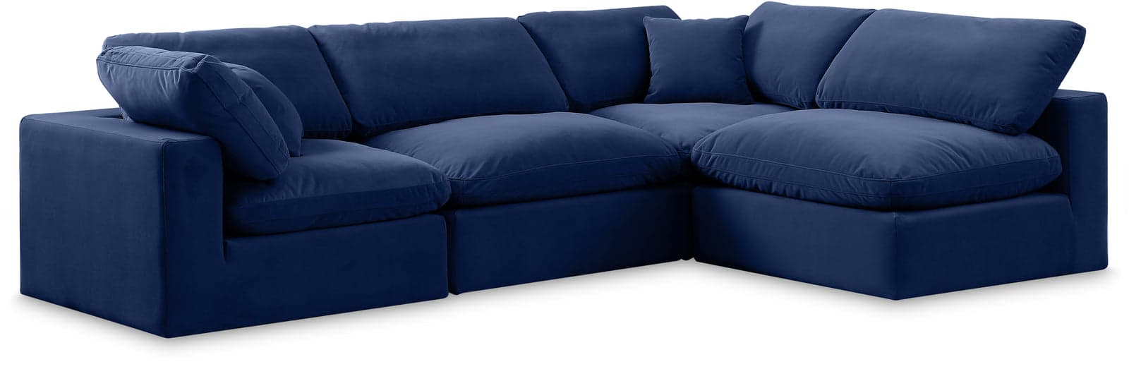 Farrah 119" Navy Velvet Upholstered Sectional, 4-Piece (Style 2) — Vista 1 (1/3)