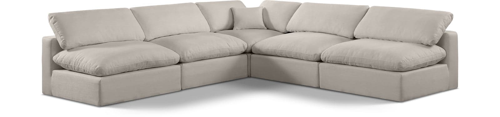 Farrah 118" Beige Linen Textured Fabric Upholstered Sectional, 5-Piece — View 1 (1/3)