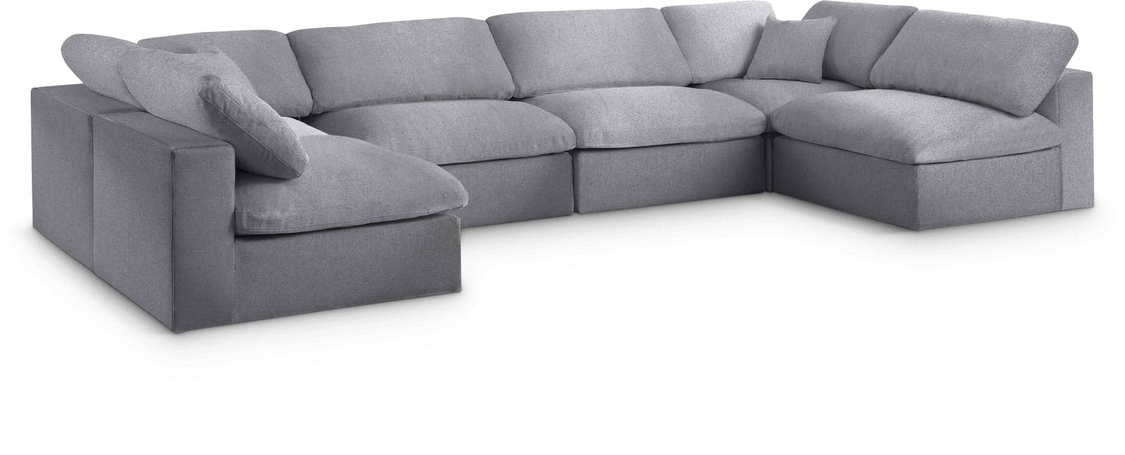 Camden 158" Grey Linen Textured Fabric Upholstered Deluxe Comfort Sectional, 6-Piece (Style 3) — View 1 (1/3)