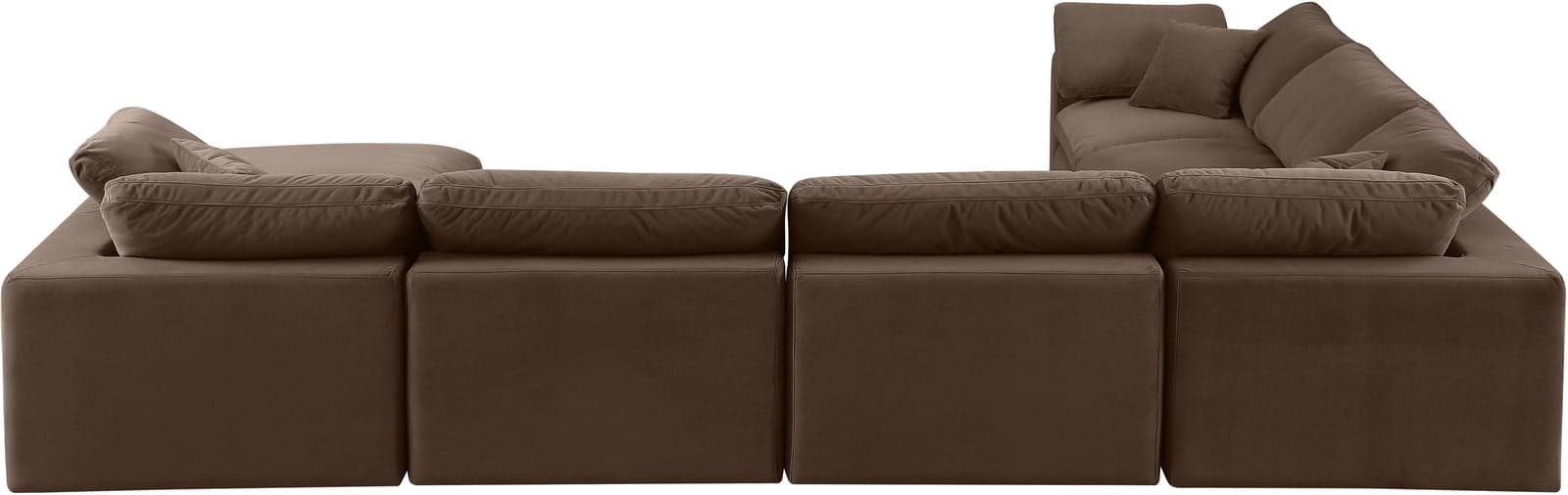 Farrah 158" Brown Velvet Upholstered Sectional, 7-Piece — View 1 (1/3)