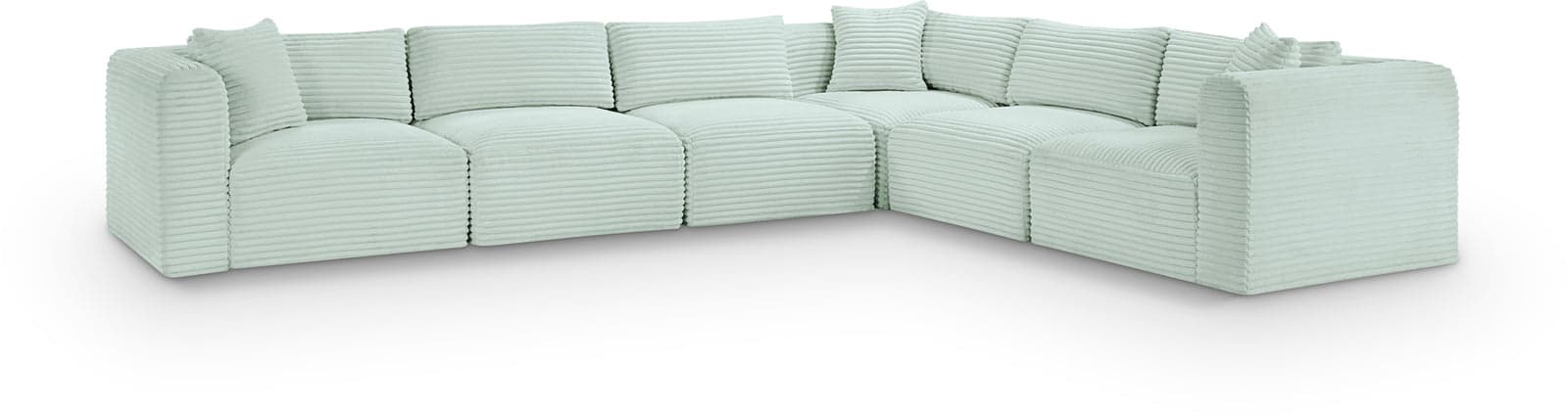 Faye 140" Mint Corduroy Performance Fabric Upholstered Sectional, 6-Piece — View 1 (1/3)