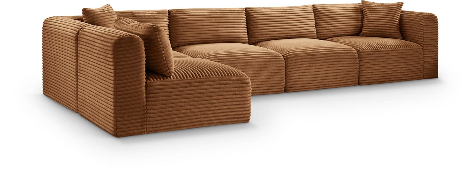 Faye 140" Saddle Corduroy Performance Fabric Upholstered Sectional, 5-Piece (Style 2) — Vista 1 (1/3)