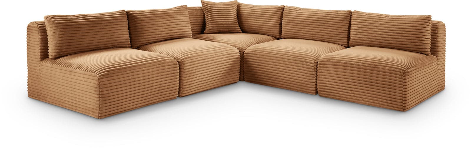 Faye 101" Saddle Corduroy Performance Fabric Upholstered Sectional, 5-Piece — Vista 1 (1/3)