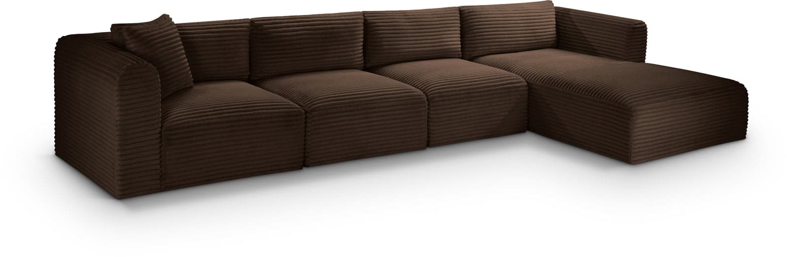 Faye 145" Brown Corduroy Performance Fabric Upholstered Sectional, 4-Piece — Vista 1 (1/3)