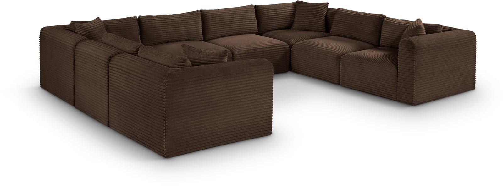 Faye 140" Brown Corduroy Performance Fabric Upholstered Sectional, 8-Piece — View 1 (1/3)