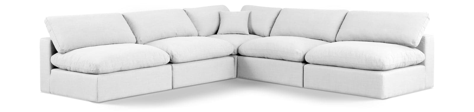 Farrah 118" White Linen Textured Fabric Upholstered Sectional, 5-Piece — View 1 (1/3)