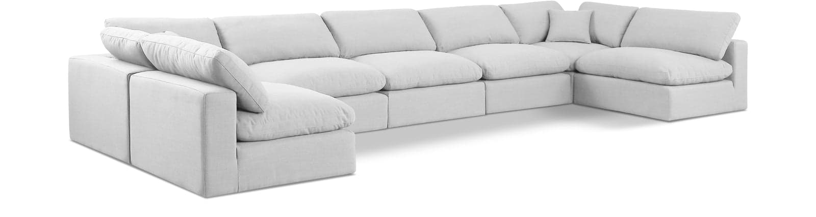 Farrah 197" White Linen Textured Fabric Upholstered Sectional, 7-Piece — View 1 (1/3)