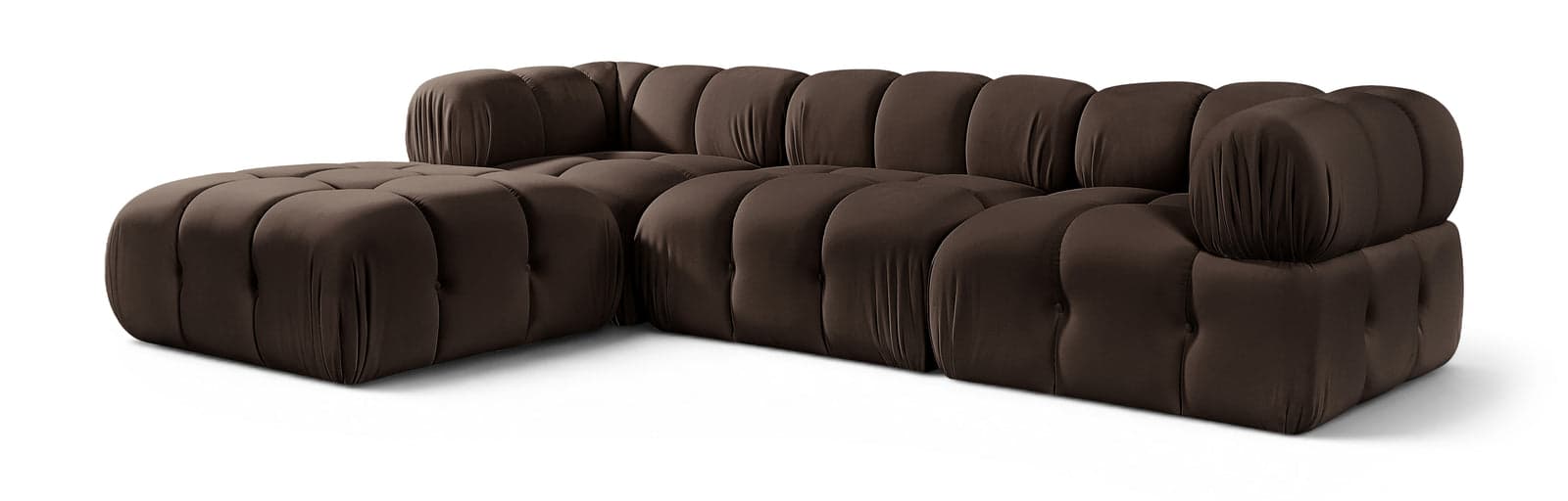 Camden Brown Velvet Performance Fabric Upholstered Sectional, 4-Piece (Style 2) — Vista 1 (1/3)