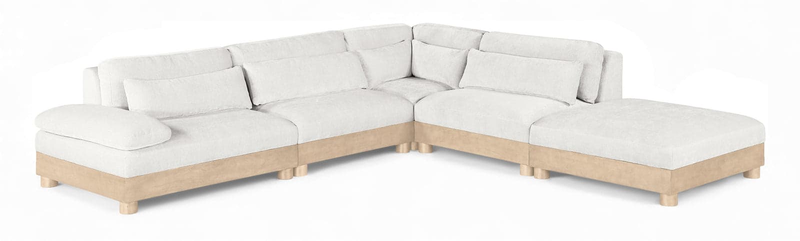 Kira 120" Cream Chenille Fabric Upholstered Modular Sectional, 5-Piece — Vista 1 (1/3)