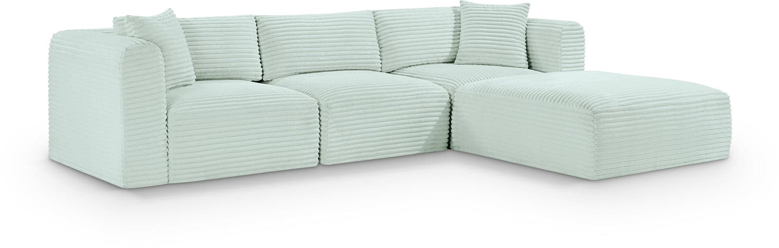 Faye 109" Mint Corduroy Performance Fabric Upholstered Sectional, 4-Piece — Vista 1 (1/3)