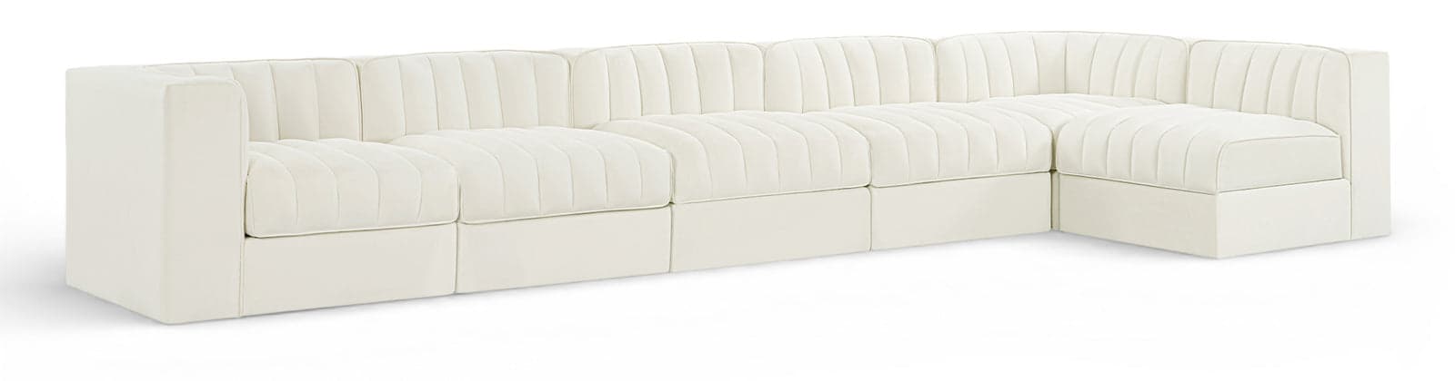 Talia Cream Velvet Performance Fabric Upholstered Sectional, 6-Piece (Style 5) — Vista 1 (1/3)