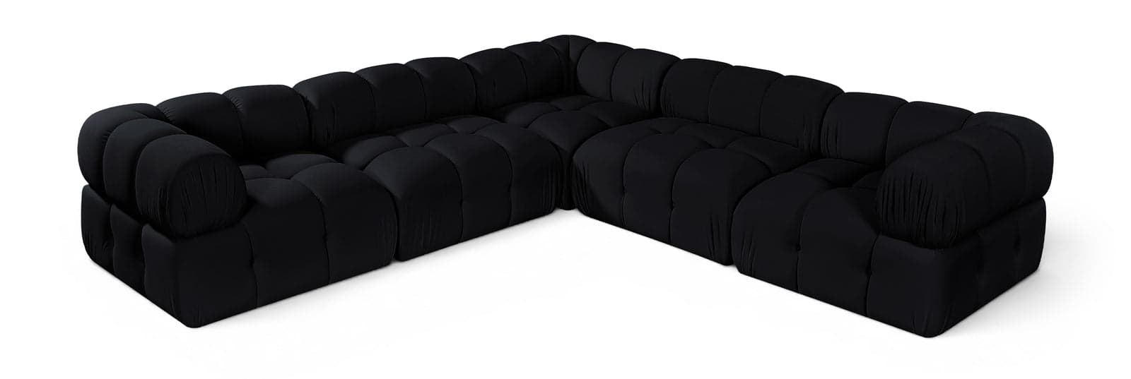 Camden Black Velvet Performance Fabric Upholstered Sectional, 5-Piece (Style 3) — View 1 (1/3)