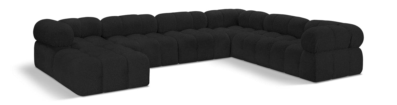 Darcy 136" Black Boucle Fabric Upholstered Sectional, 7-Piece — View 1 (1/3)