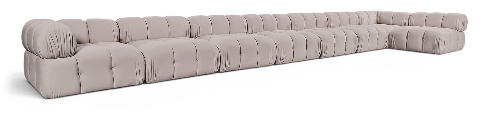 Camden Beige Velvet Performance Fabric Upholstered Sectional, 8-Piece (Style 4) — View 1 (1/3)