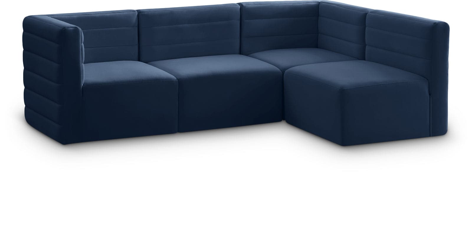Opal 95" Navy Velvet Upholstered Comfort Sectional, 4-Piece — View 1 (1/3)