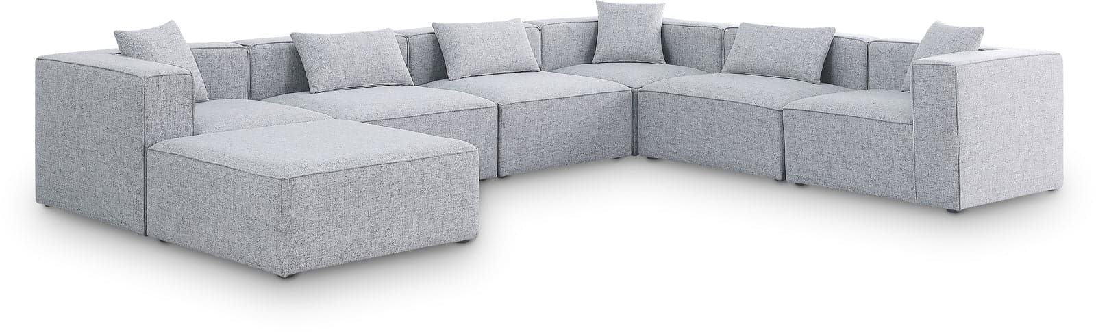 Farrah 144" Grey Fabric Upholstered Sectional, 7-Piece — Vista 1 (1/3)