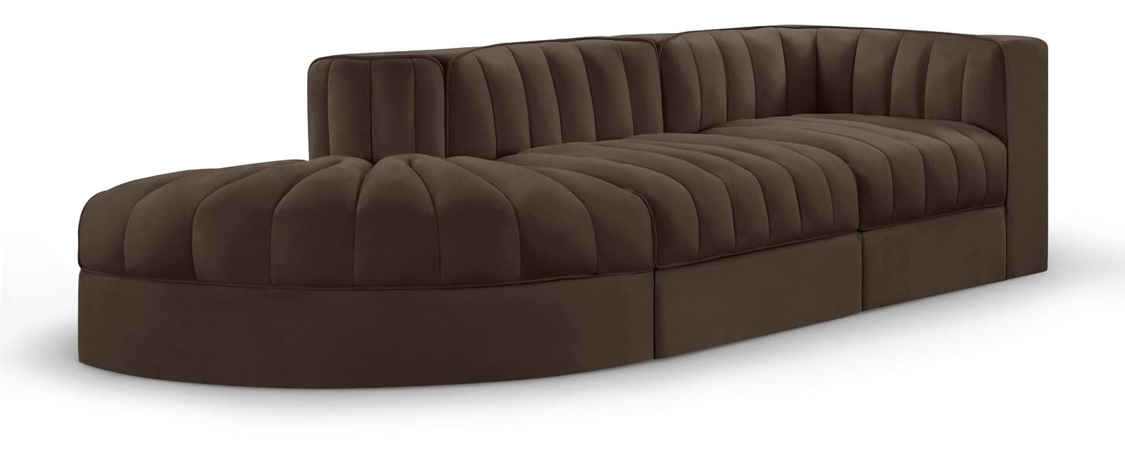 Talia Brown Velvet Performance Fabric Upholstered Sectional, 3-Piece — Vista 1 (1/3)