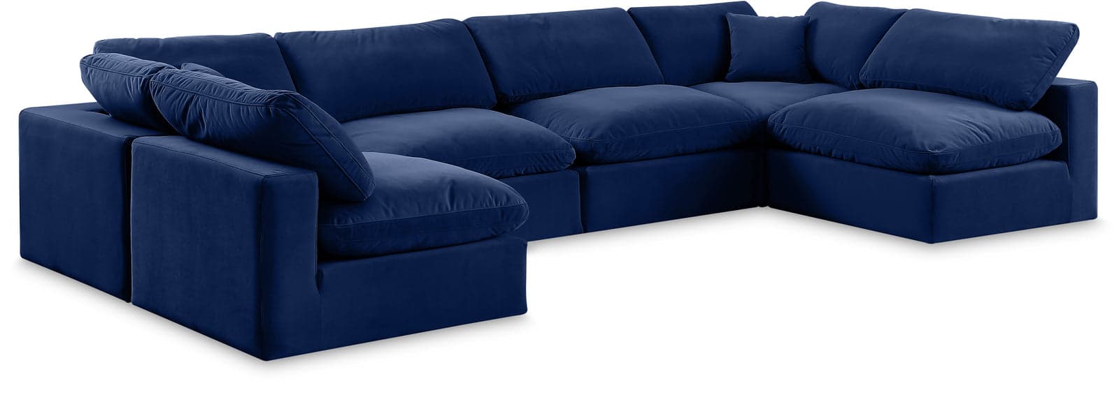 Farrah 158" Navy Velvet Upholstered Sectional, 6-Piece (Style 3) — Vista 1 (1/3)