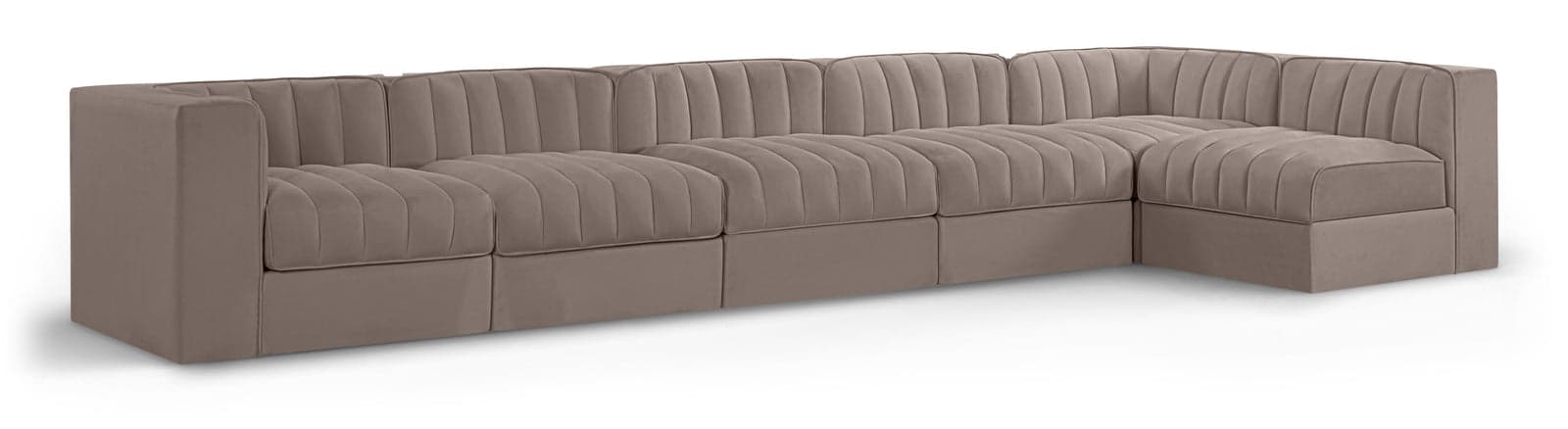 Talia Taupe Velvet Performance Fabric Upholstered Sectional, 6-Piece (Style 5) — Vista 1 (1/3)