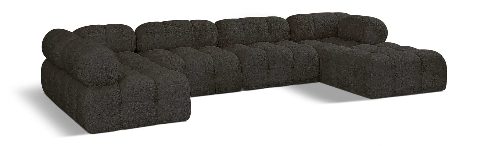 Darcy 136" Brown Boucle Fabric Upholstered Sectional, 6-Piece — View 1 (1/3)