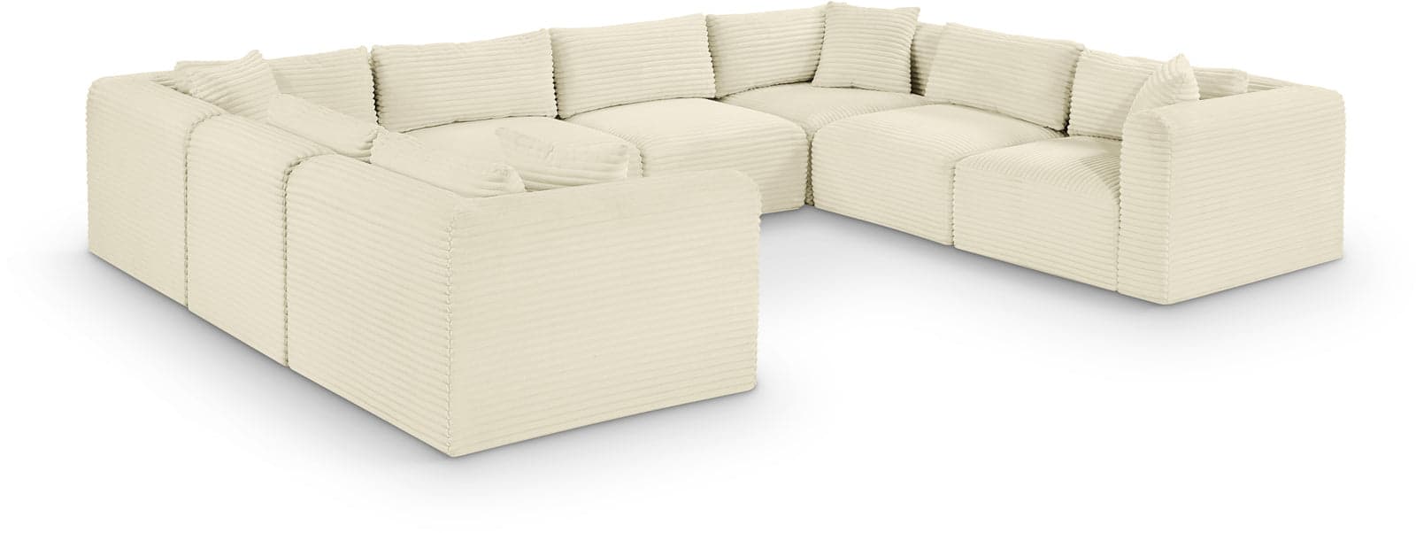 Faye 140" Cream Corduroy Performance Fabric Upholstered Sectional, 8-Piece — Vista 1 (1/3)