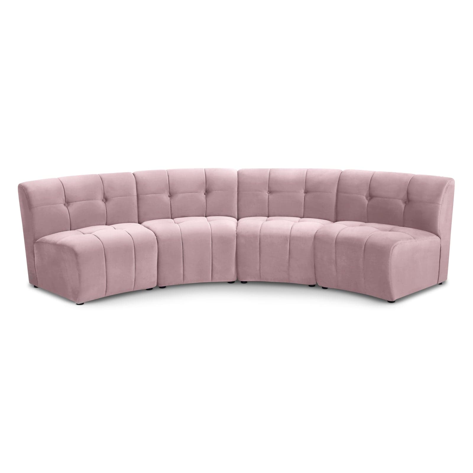 Kira 119.5" Pink Velvet Upholstered Sectional, 4-Piece — Vista 1 (1/3)