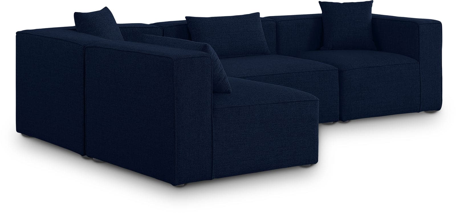 Farrah 108" Navy Fabric Upholstered Sectional, 4-Piece (Style 2) — Vista 1 (1/3)