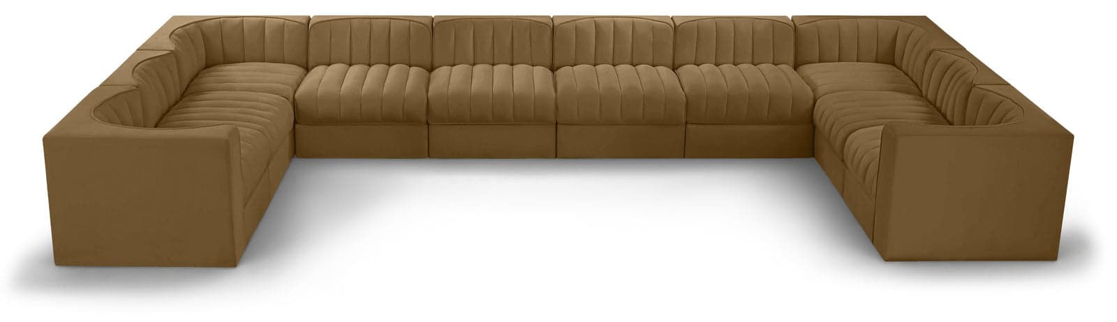 Talia Saddle Velvet Performance Fabric Upholstered Sectional, 10-Piece — View 1 (1/3)