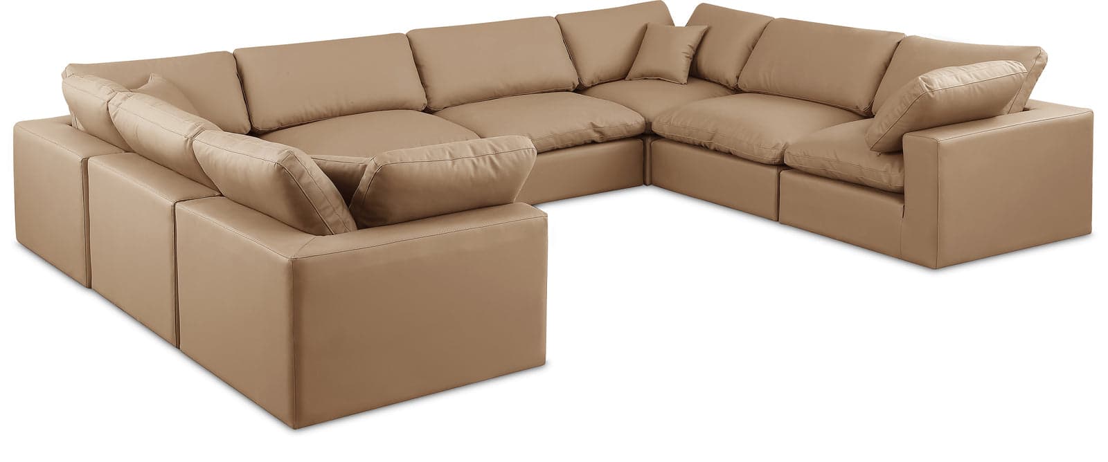 Farrah 158" Tan Vegan Leather Upholstered Sectional, 8-Piece — Vista 1 (1/3)